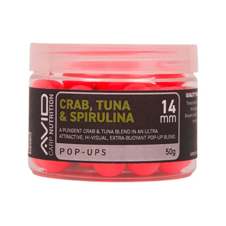 Bouillette Flottante Avid Carp Crab, Tuna & Spirulina Pop-Up 14mm