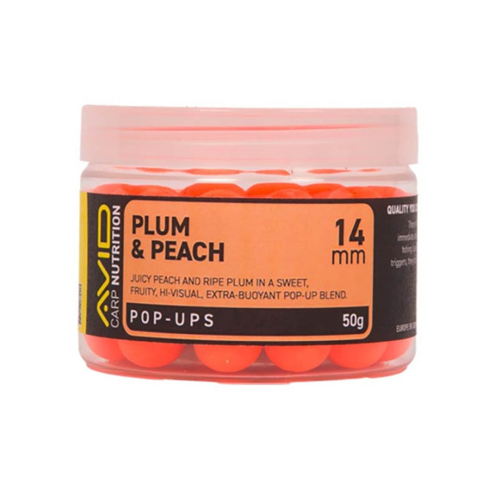 Bouillette Flottante Avid Carp Plum & Peach Pop-Up 14mm