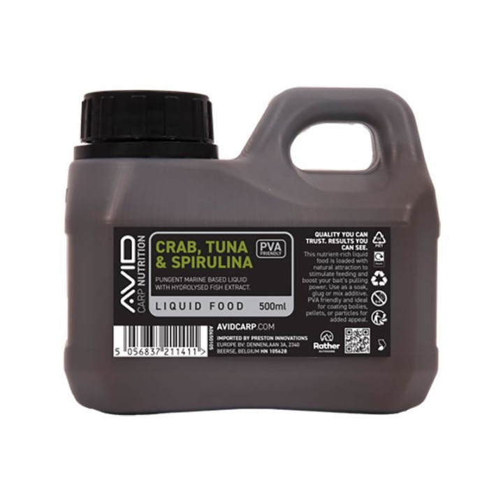 Attractant Liquide Avid Carp Crab, Tuna & Spirulina Liquid Food